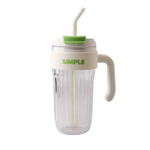 Cute plastic handle water bottle Simple Cup with straw water cup