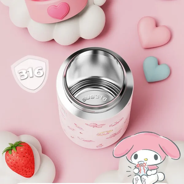 350ml Stainless Steel Cartoon Thermos Cup Cute Straw Vacuum Double Layer Thermos Water Bottle