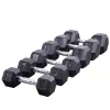 Factory Supplied Cheap Weights Training Hexagonal Rubber Coated Dumbells Hex Rubber Dumbbell