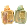 Flat Water Bottle Outdoor Travel Plastic Sugar Cube Cup Lovely Portable Water Drinking Bottle With Straw