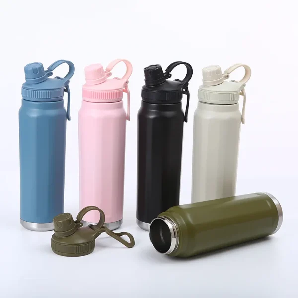720ml Stainless Steel Vacuum Insulated Water Bottle Hiking Flask With Handle