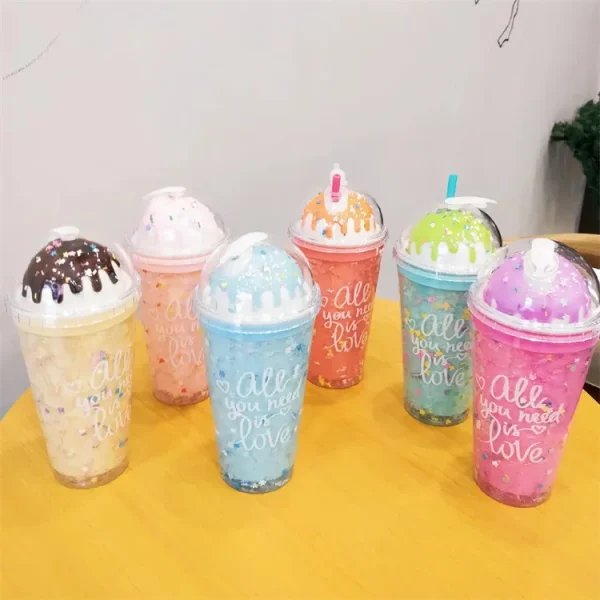 Double Wall Pink Plastic Tumbler With Straw