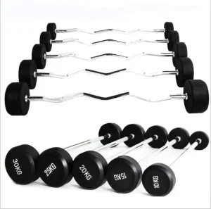 New arrival fitness body building accessories Fixed CURL Rubber Barbell weightlifting