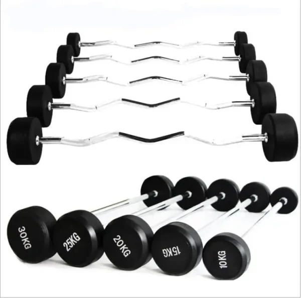 New arrival fitness body building accessories Fixed CURL Rubber Barbell weightlifting