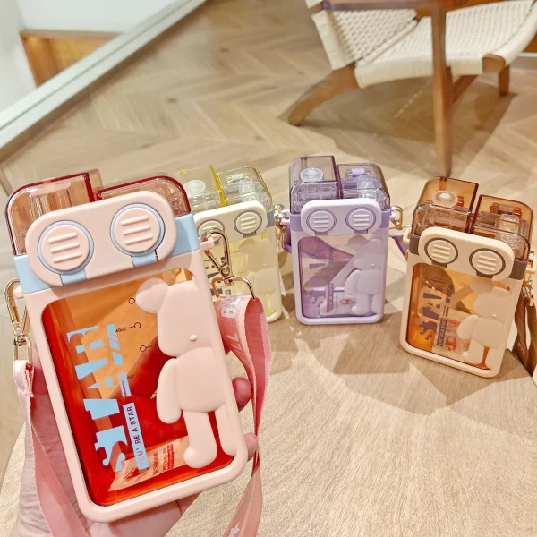 Summer kids cup double drink water bottles with strap New cute 750ml portable