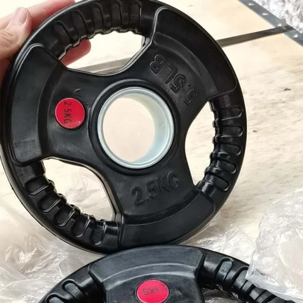 Gym Black Rubber Plate Coated Barbell With Weight Plates Set