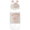 Cute 400ml bear glass student water bottle with straw simple cartoon bears leather cover tumbler glass cup
