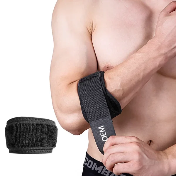 Adjustable heavy duty workout sport badminton tennis training safety nylon breathable arm elbow brace sleeve with sponge pads