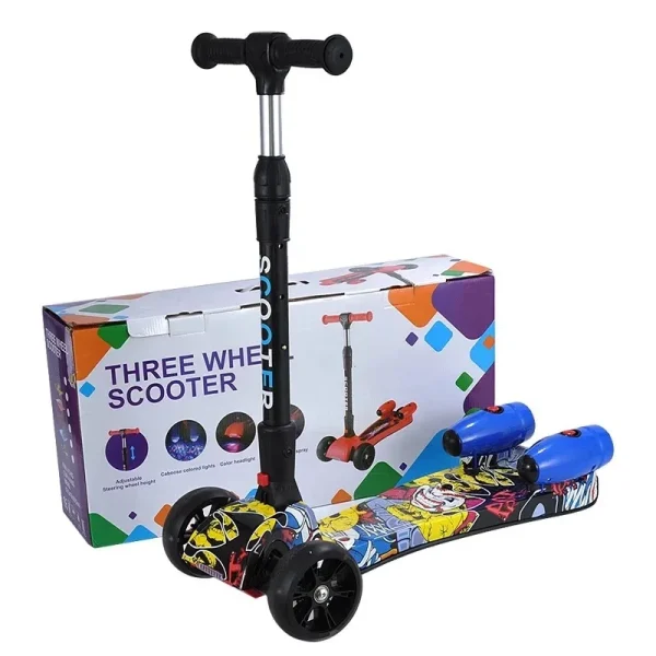 Foldable children's scooter spray three wheel flash scooter exercise baby's balance kids scooter