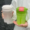 Custom 500ML Double Drinking Coffee Mug Portable Straw Plastic Cup