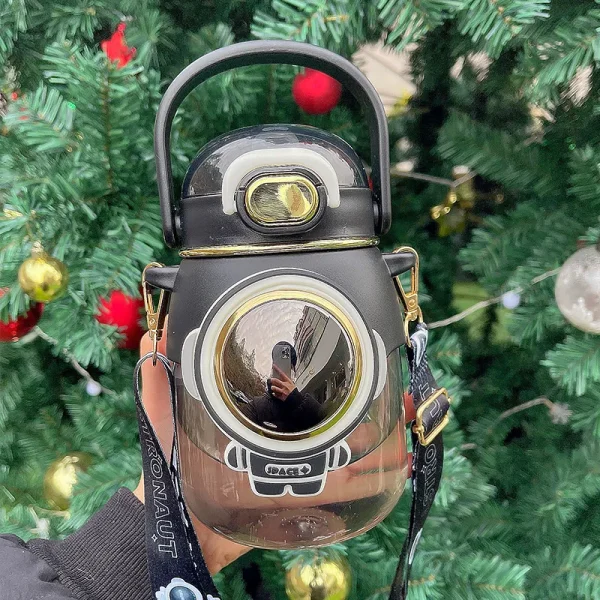 Cute Children's Water Bottle Plastic Cartoon Large Capacity Outdoor Portable Straw