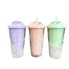550ml Travel Mug With Straw Reusable Plastic Iced Tumbler Double-walled Ice Cold Drink Coffee Juice Tea Cup