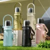Outdoor sports travel custom portable double wall vacuum flask stainless steel insulated thermal water bottle with handle