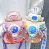 New Large Capacity Spaceman Plastic Big Belly Cup Children Plastic Water Bottle with Straw