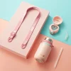 Outdoor portable insulated stainless steel cute thermos water bottle with straw