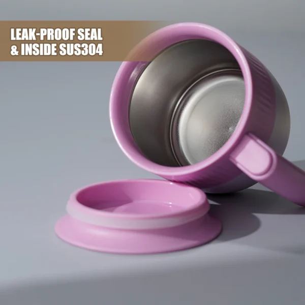 New Design 304 Stainless Steel Vacuum Thermos Cup Milk Coffee Mug Insulated Water Bottle with Handle and Lid