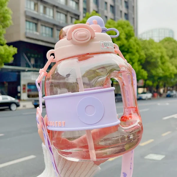 Large Capacity Straw Water Bottles Summer Outdoor Fun Plastic Cups For Children Portable Sport Water Cup