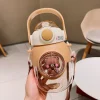 Cute kids water cup large capacity plastic water bottle with straw