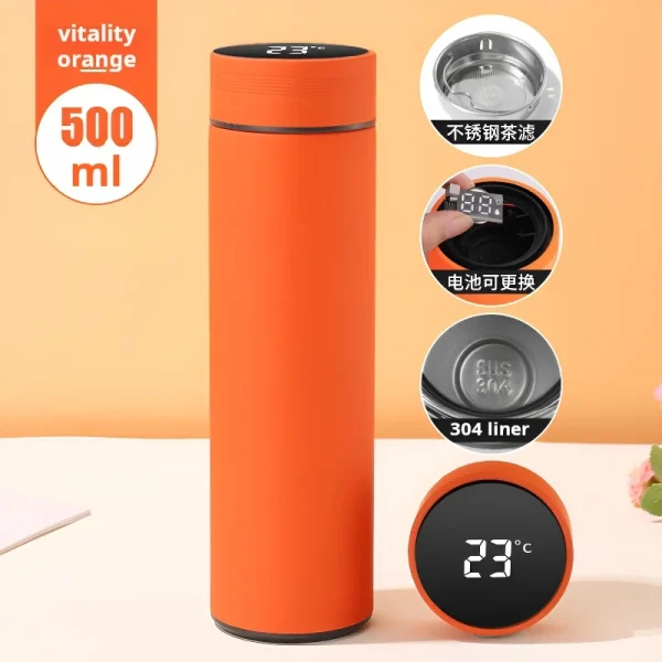 Intelligent temperature digital insulated water bottle Replaceable battery New custom smart Stainless steel vacuum water bottle