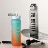 Custom Logo BPA Free 32oz Gym Drinking Gradient Color Plastic Water Bottle