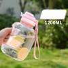 1.6L 2.2L Fruit Lid Large Capacity Sports Plastic Drinking Portable Fitness Gym Motivational Water Bottle