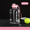 1.6L 2.2L Fruit Lid Large Capacity Sports Plastic Drinking Portable Fitness Gym Motivational Water Bottle